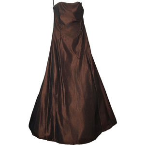 Scott McClintock Iridescent Bronze/Sparkling Brown Strapless Dress & Stole Sz 6